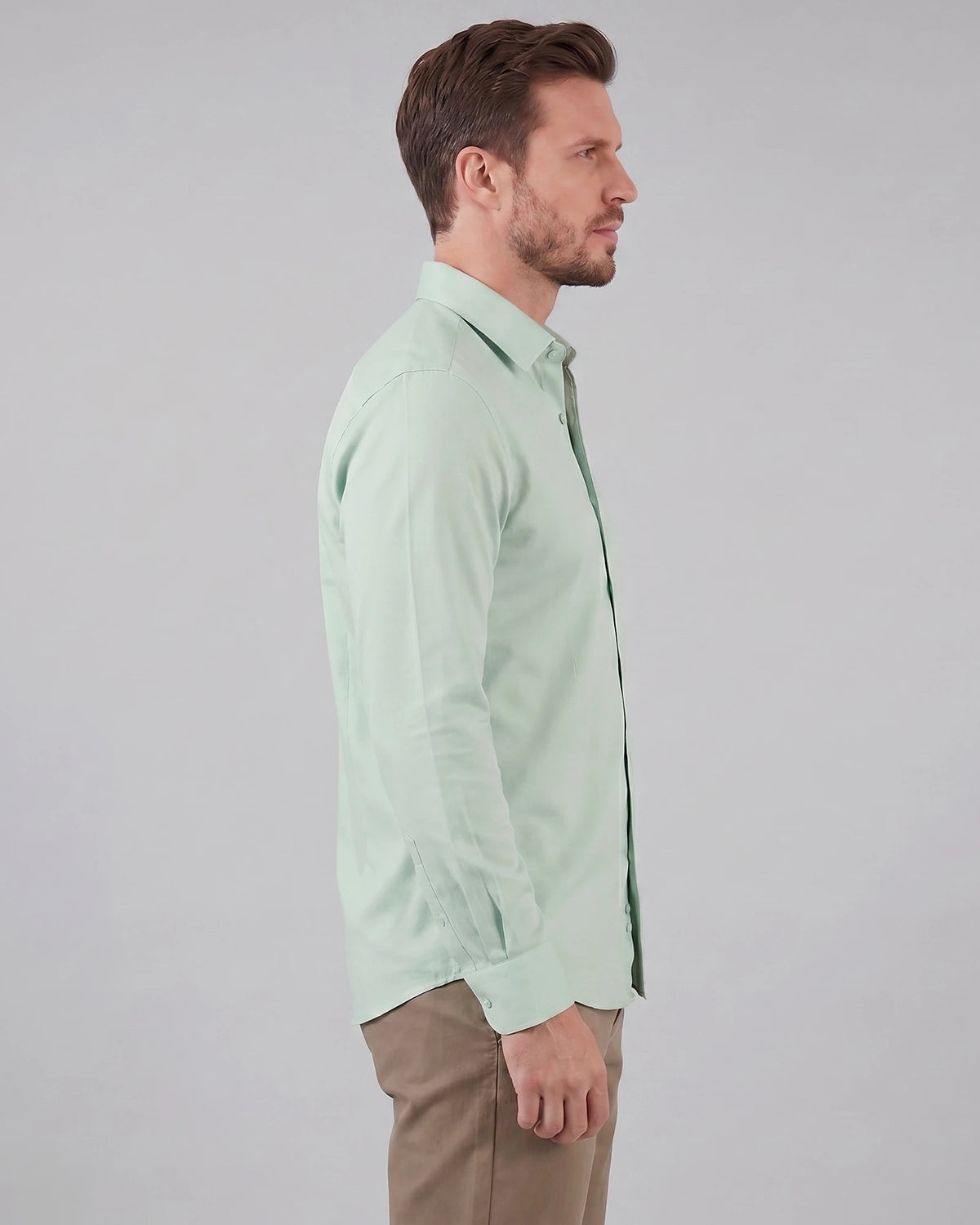 Men's Slim Fit Dress Shirt Long Sleeve Point Collar Polyester - Valedrian — view 28