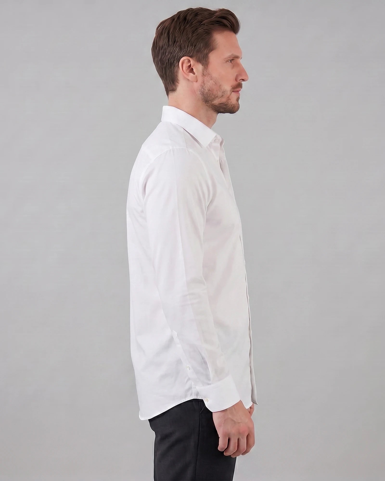 Men's Slim Fit Dress Shirt Long Sleeve Point Collar Polyester - Valedrian — view 3