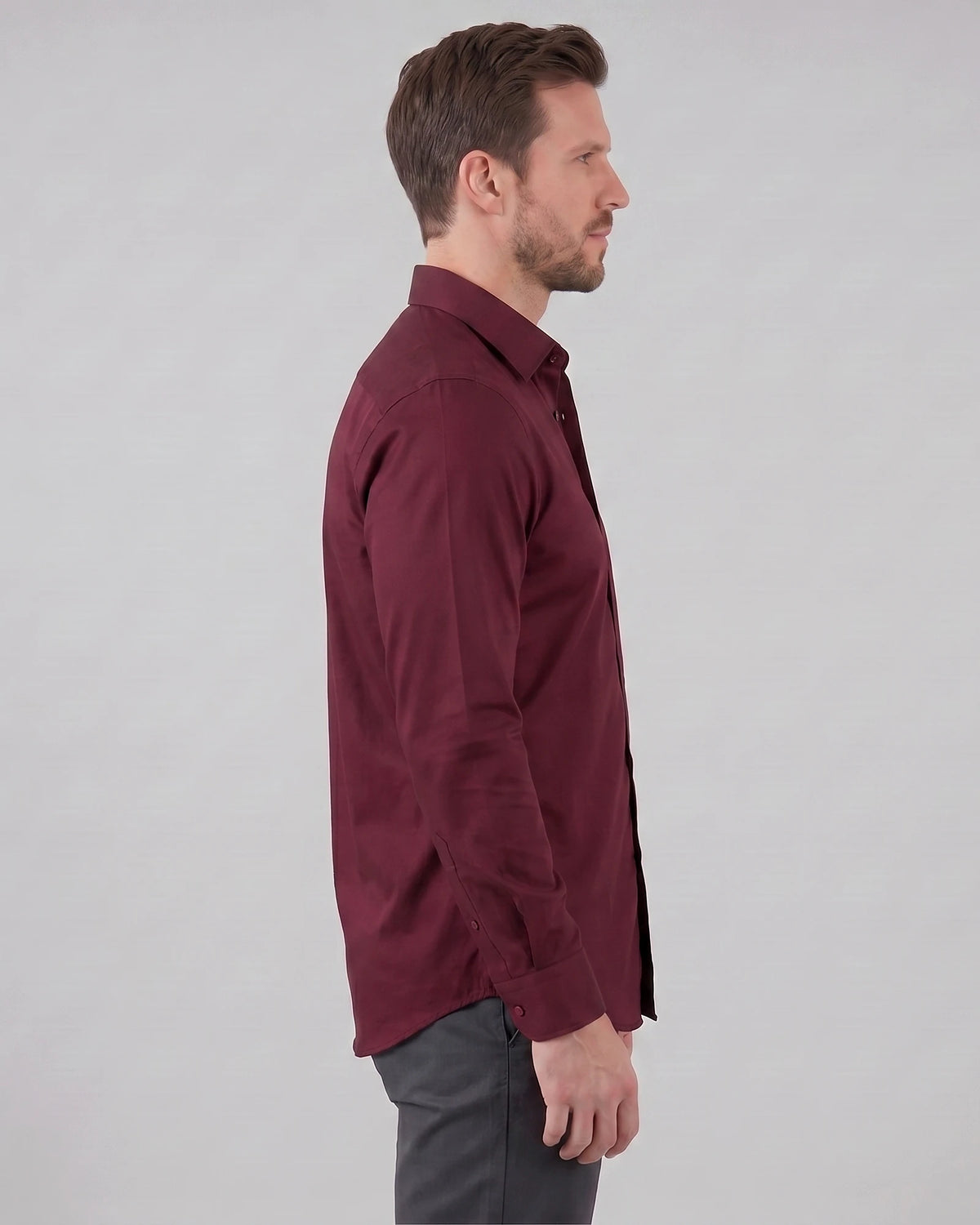 Men's Slim Fit Dress Shirt Long Sleeve Point Collar Polyester - Valedrian — view 33