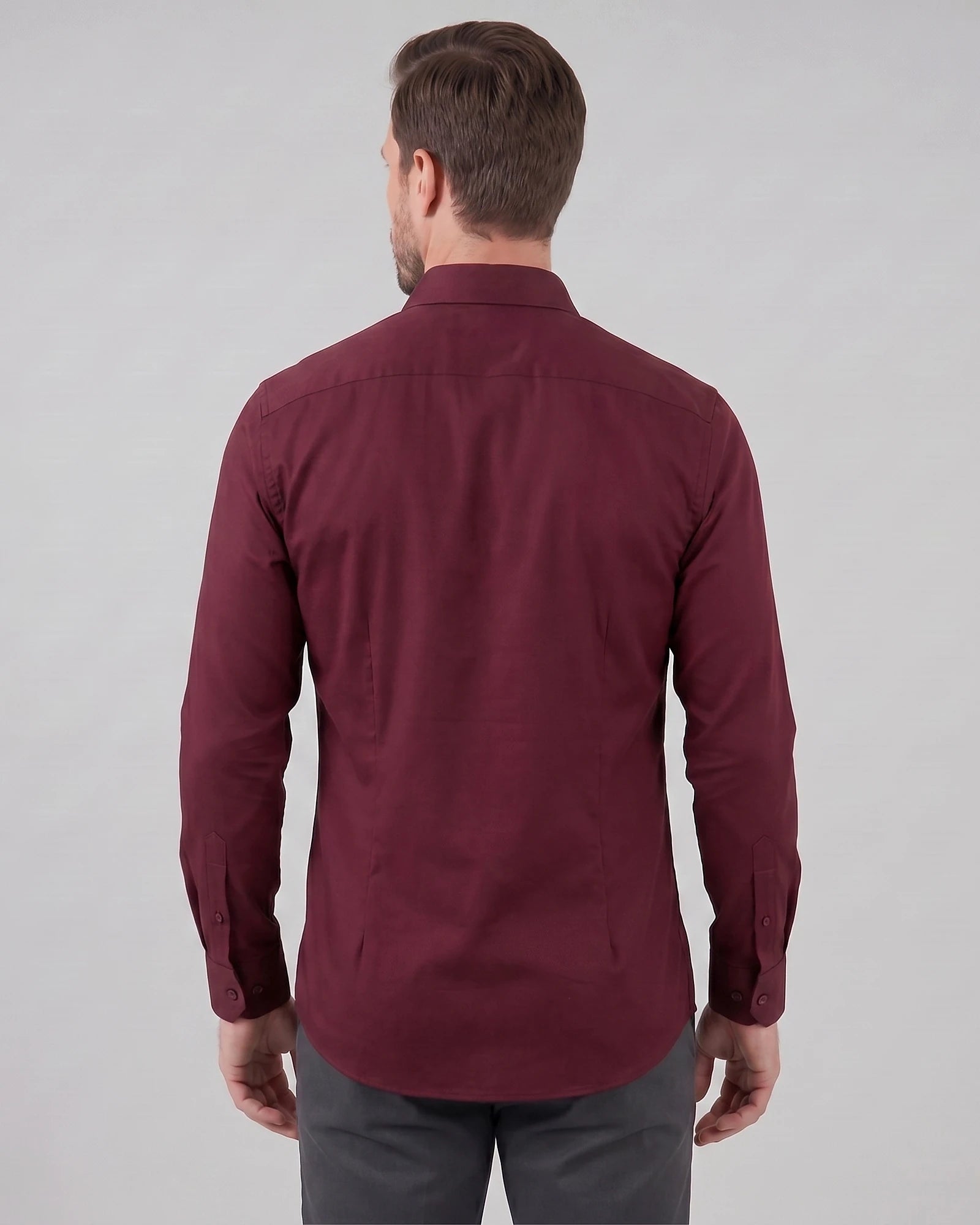 Men's Slim Fit Dress Shirt Long Sleeve Point Collar Polyester - Valedrian — view 34