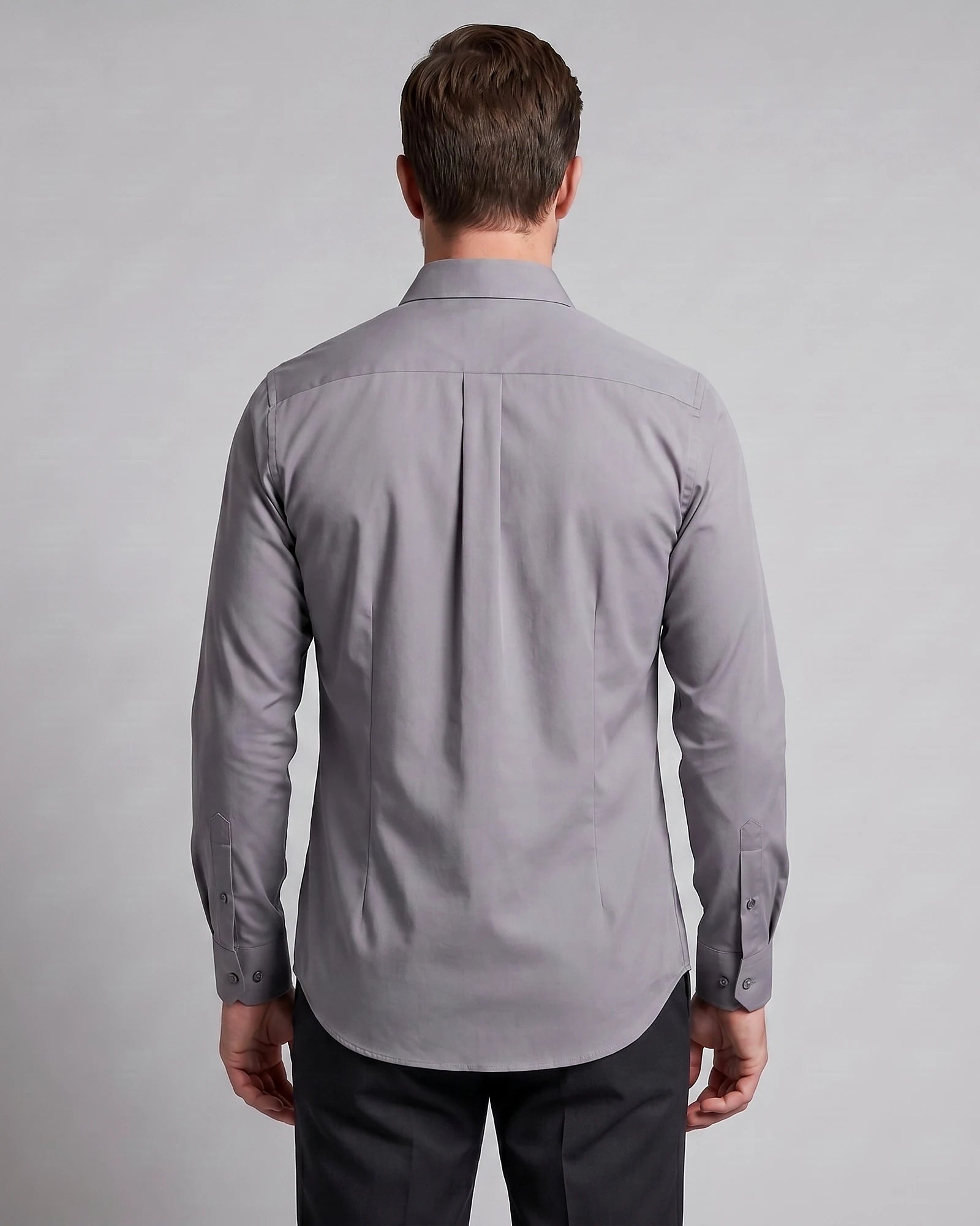 Men's Slim Fit Dress Shirt Long Sleeve Point Collar Polyester - Valedrian — view 39