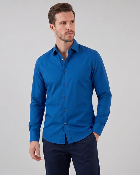 Men's Slim Fit Dress Shirt Long Sleeve Point Collar Polyester - Valedrian — view 42
