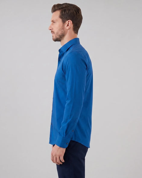 Men's Slim Fit Dress Shirt Long Sleeve Point Collar Polyester - Valedrian — view 43