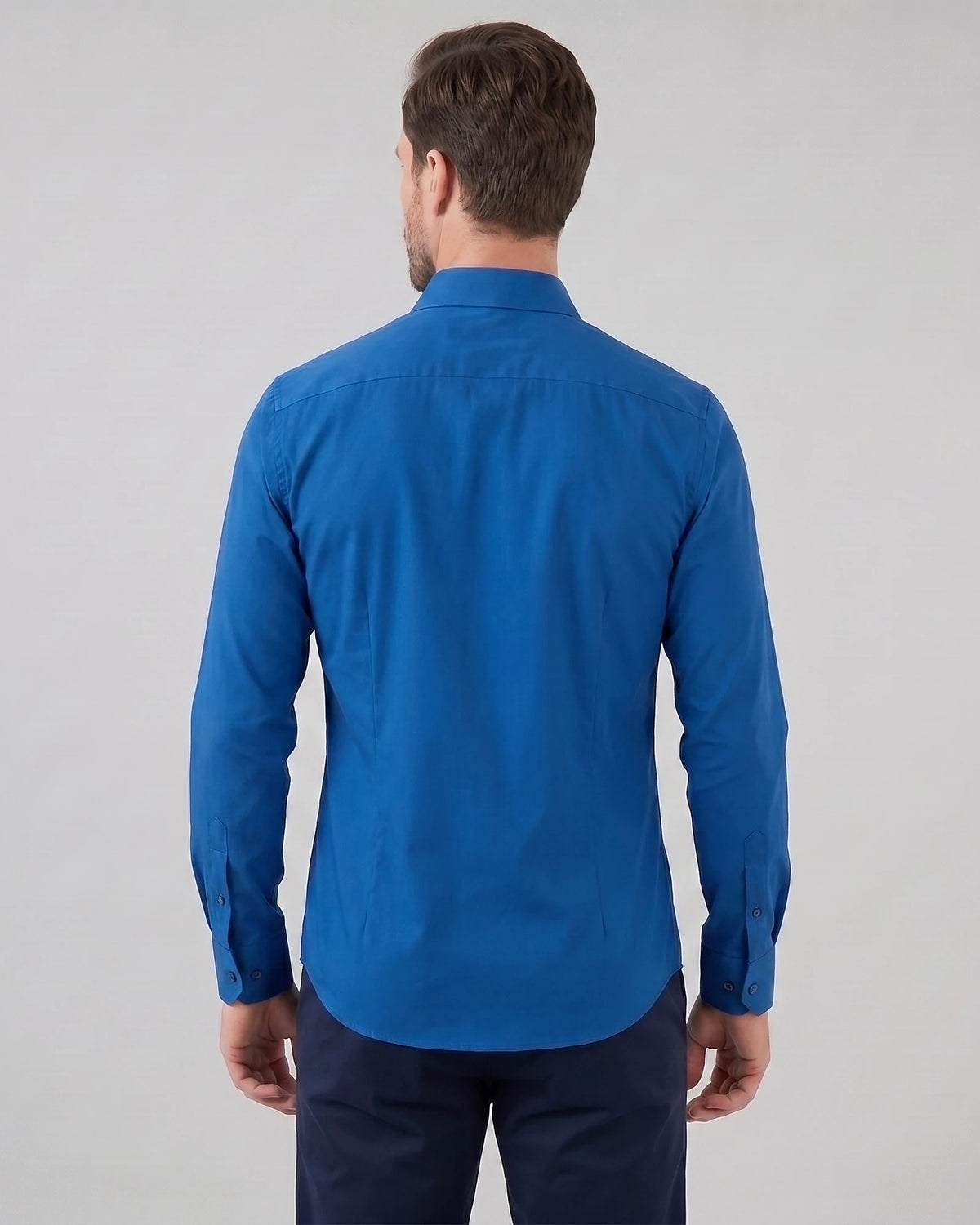 Men's Slim Fit Dress Shirt Long Sleeve Point Collar Polyester - Valedrian — view 44