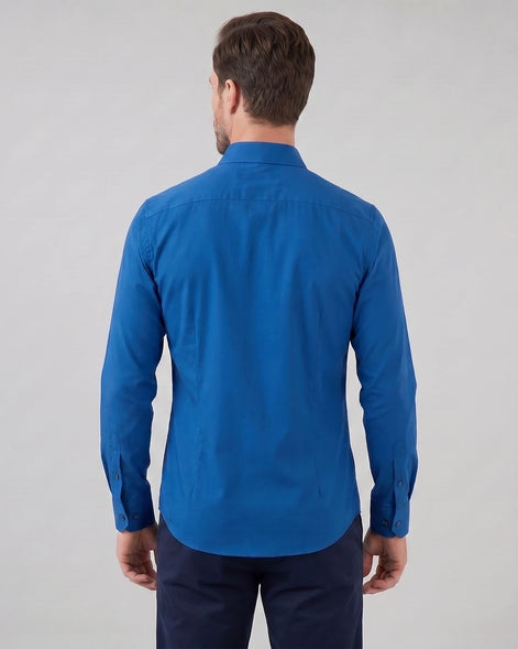 Men's Slim Fit Dress Shirt Long Sleeve Point Collar Polyester - Valedrian — view 44