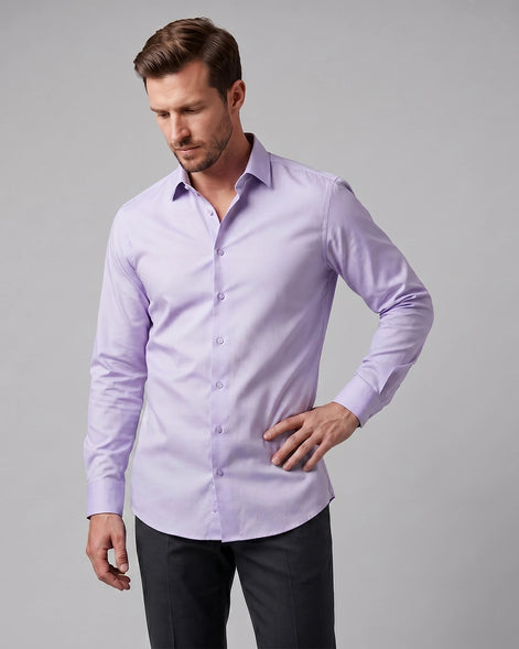 Men's Slim Fit Dress Shirt Long Sleeve Point Collar Polyester - Valedrian — view 47