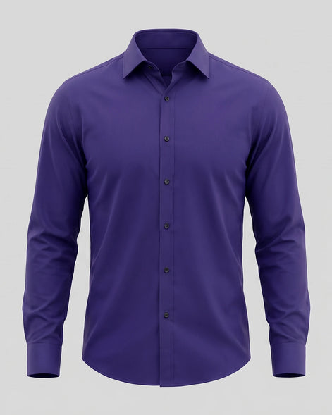 Men's Slim Fit Dress Shirt Long Sleeve Point Collar Polyester - Valedrian — view 51