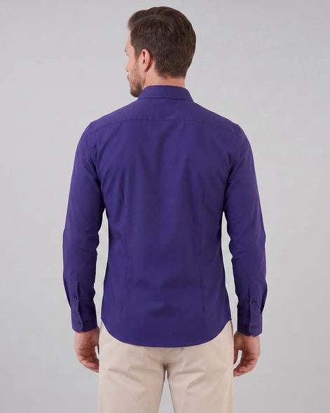 Men's Slim Fit Dress Shirt Long Sleeve Point Collar Polyester - Valedrian — view 54