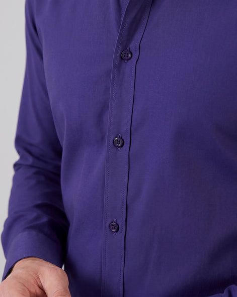 Men's Slim Fit Dress Shirt Long Sleeve Point Collar Polyester - Valedrian — view 55