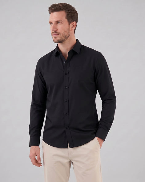Men's Slim Fit Dress Shirt Long Sleeve Point Collar Polyester - Valedrian — view 7