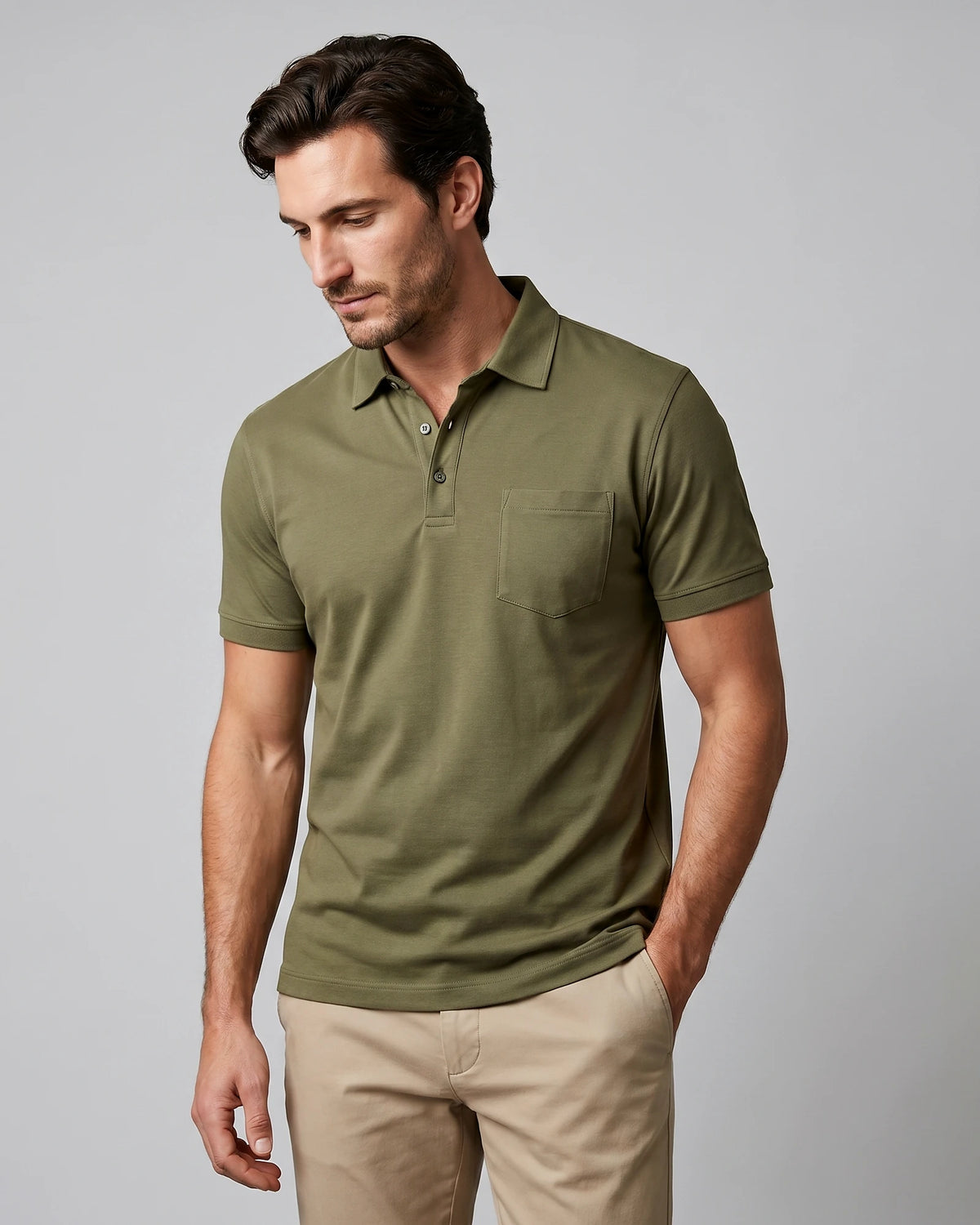 Men's Slim Fit Polo Shirt - Black or Green, XS to 3XL - Valedrian — view 7