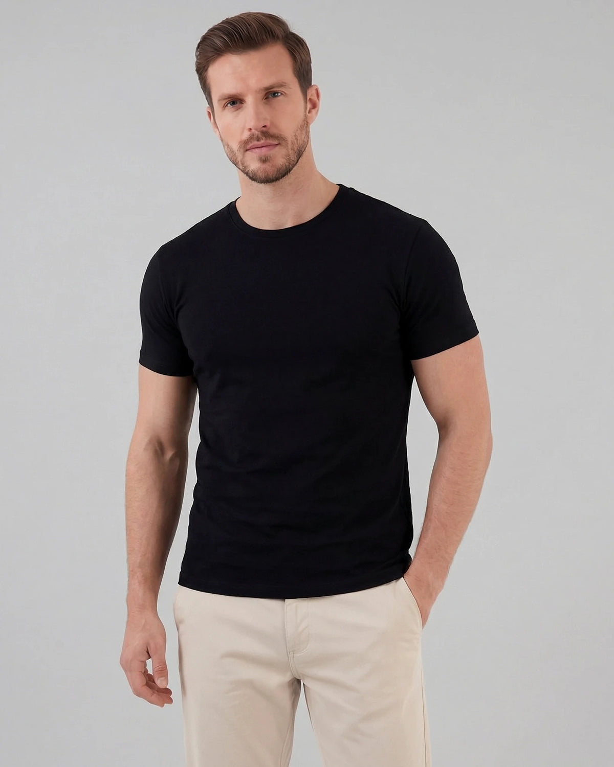 Men's Slim Fit T-Shirt in White and Black Soft Breathable Fabric - Valedrian — view 11