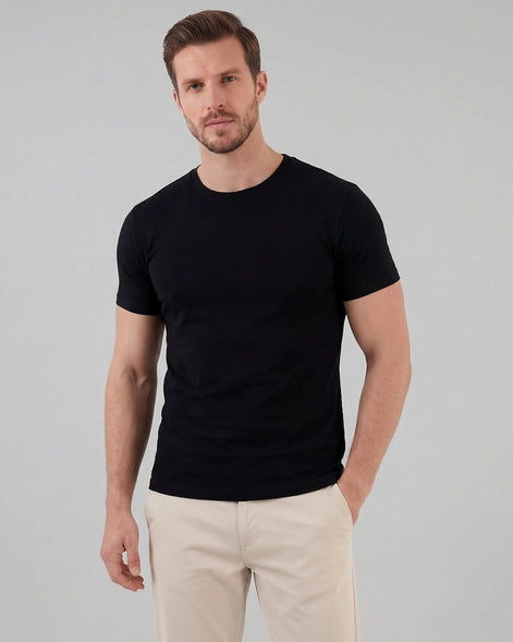 Men's Slim Fit T-Shirt in White and Black Soft Breathable Fabric - Valedrian — view 11