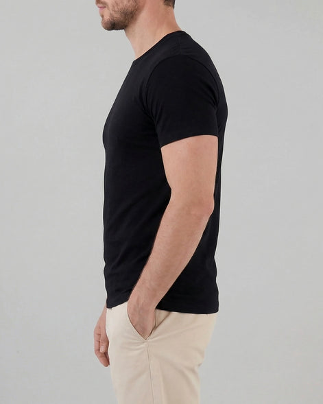 Men's Slim Fit T-Shirt in White and Black Soft Breathable Fabric - Valedrian — view 12