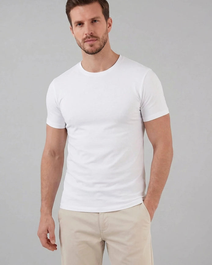 Men's Slim Fit T-Shirt in White and Black Soft Breathable Fabric - Valedrian