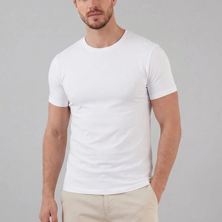 Men's Slim Fit T-Shirt in White and Black Soft Breathable Fabric - Valedrian
