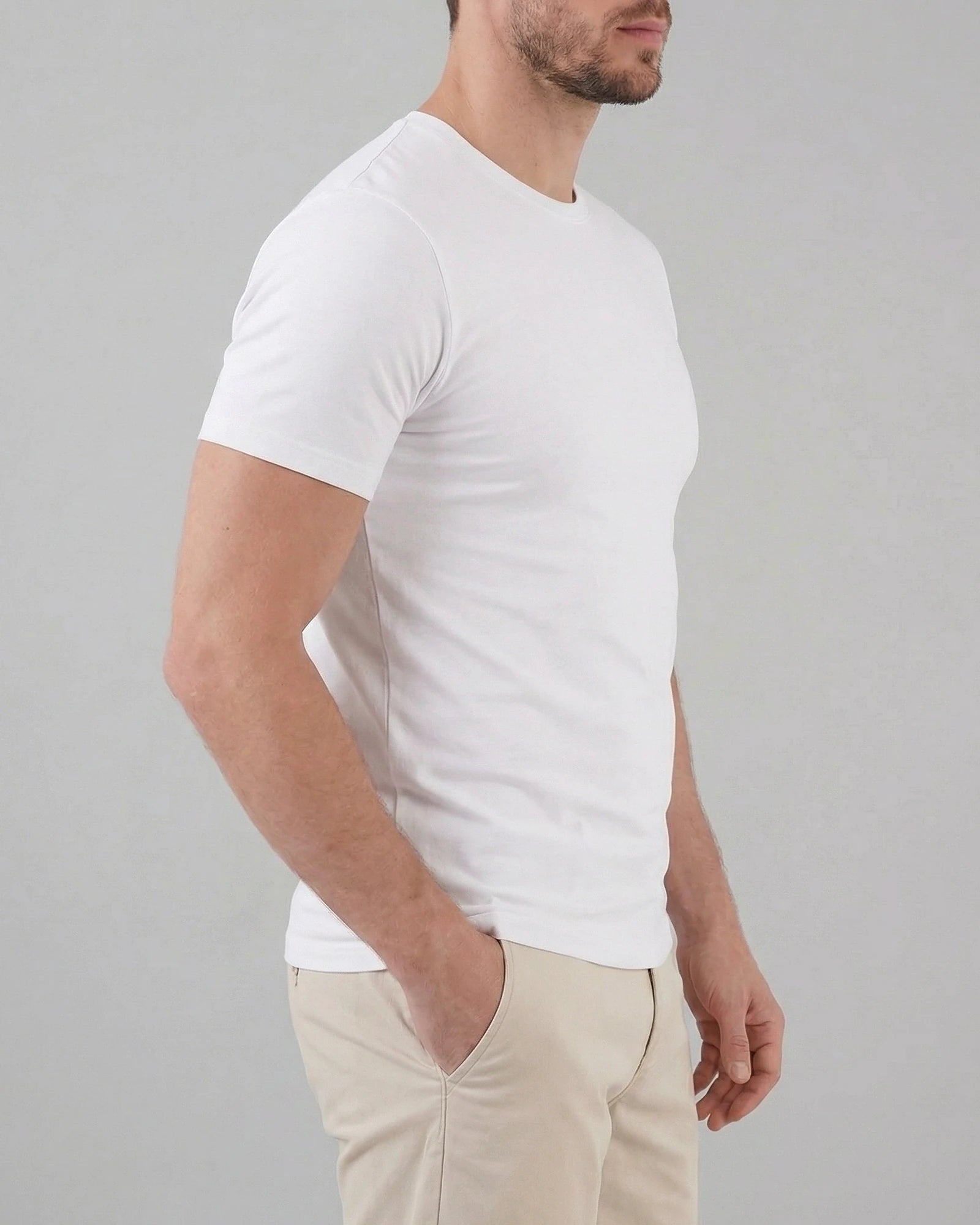 Men's Slim Fit T-Shirt in White and Black Soft Breathable Fabric - Valedrian — view 2