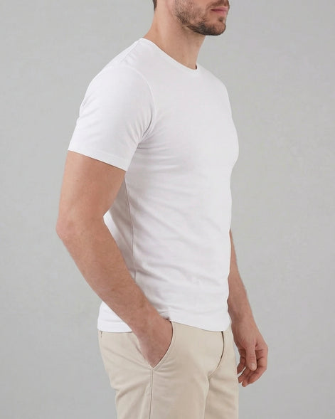 Men's Slim Fit T-Shirt in White and Black Soft Breathable Fabric - Valedrian — view 2