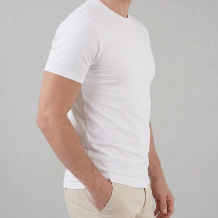Men's Slim Fit T-Shirt in White and Black Soft Breathable Fabric - Valedrian — view 2