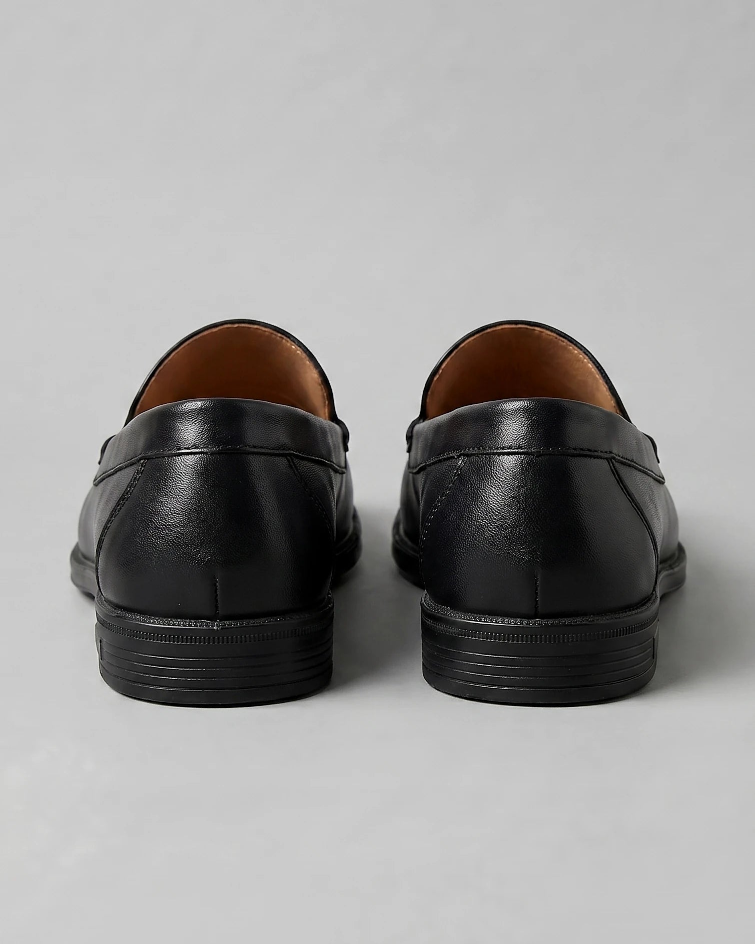 Men's Slip-On Loafers Black Leather-Look Raised Stitch Toe - Valedrian — view 3