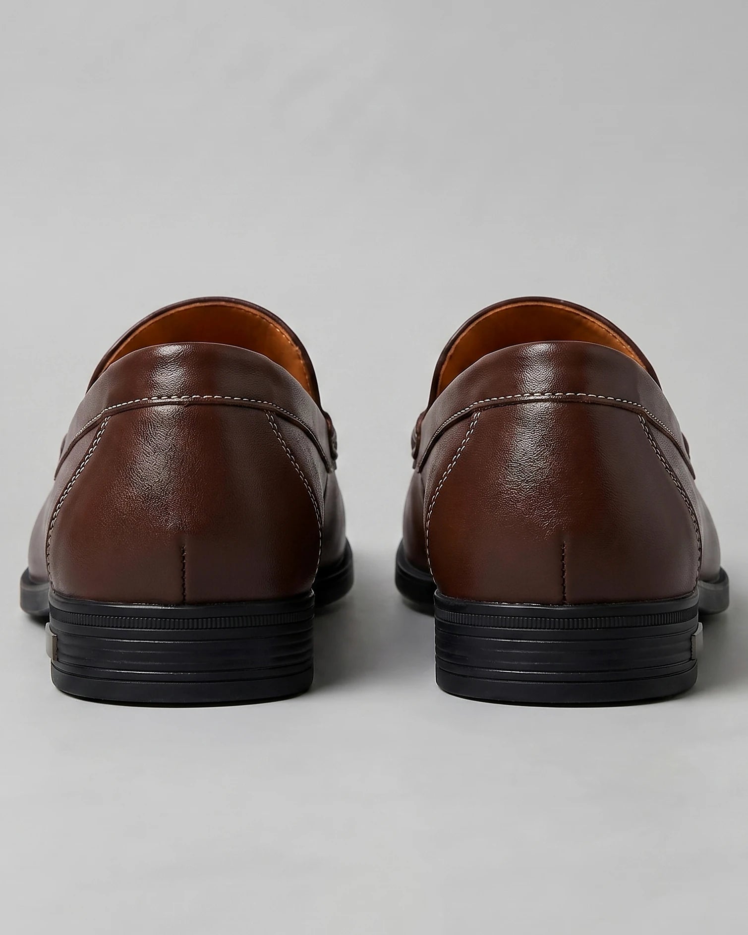 Men's Slip-On Loafers Black Leather-Look Raised Stitch Toe - Valedrian — view 8
