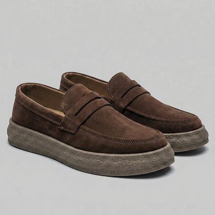 Men's Slip-On Loafers - Synthetic Upper, Rubber Outsole, Brown & Black | Valedrian