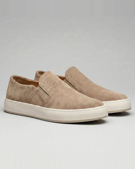 Men's Slip-On Shoes Beige Thick White Sole, Sizes 5–10.5 - Valedrian