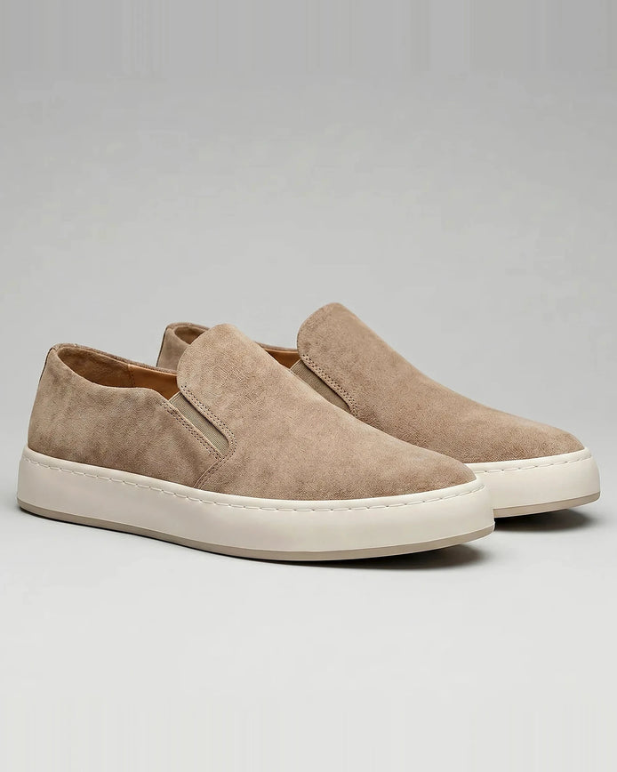 Men's Slip-On Shoes Beige Thick White Sole, Sizes 5–10.5 - Valedrian