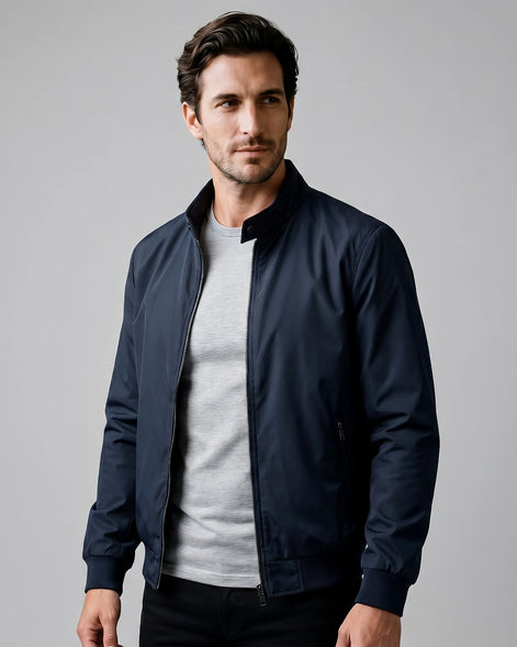 Men's Smart Casual Bomber Jacket Black Slim Fit XS–4XL - Valedrian — view 16