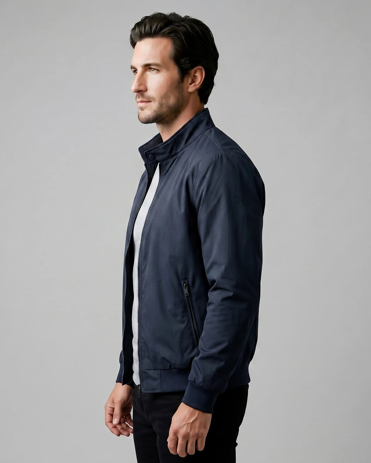 Men's Smart Casual Bomber Jacket Black Slim Fit XS–4XL - Valedrian — view 18