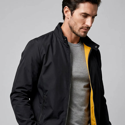 Men's Smart Casual Bomber Jacket Black Slim Fit XS–4XL - Valedrian