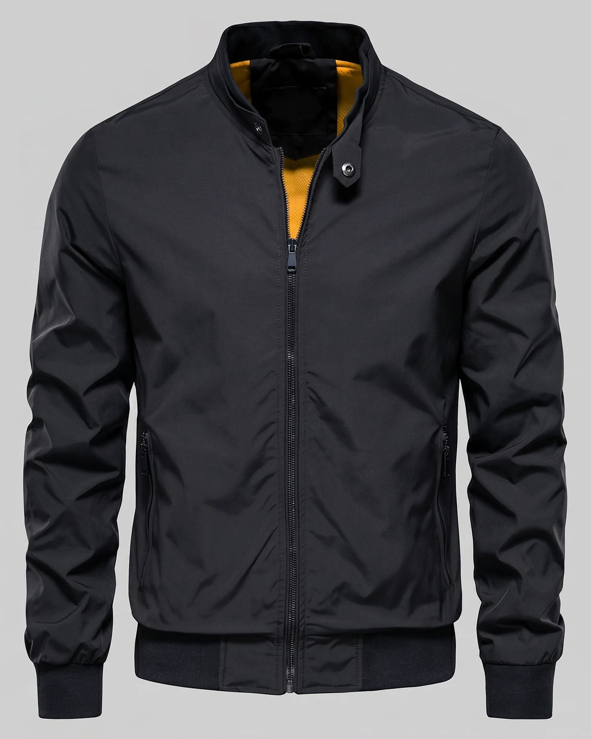 Men's Smart Casual Bomber Jacket Black Slim Fit XS–4XL - Valedrian — view 2