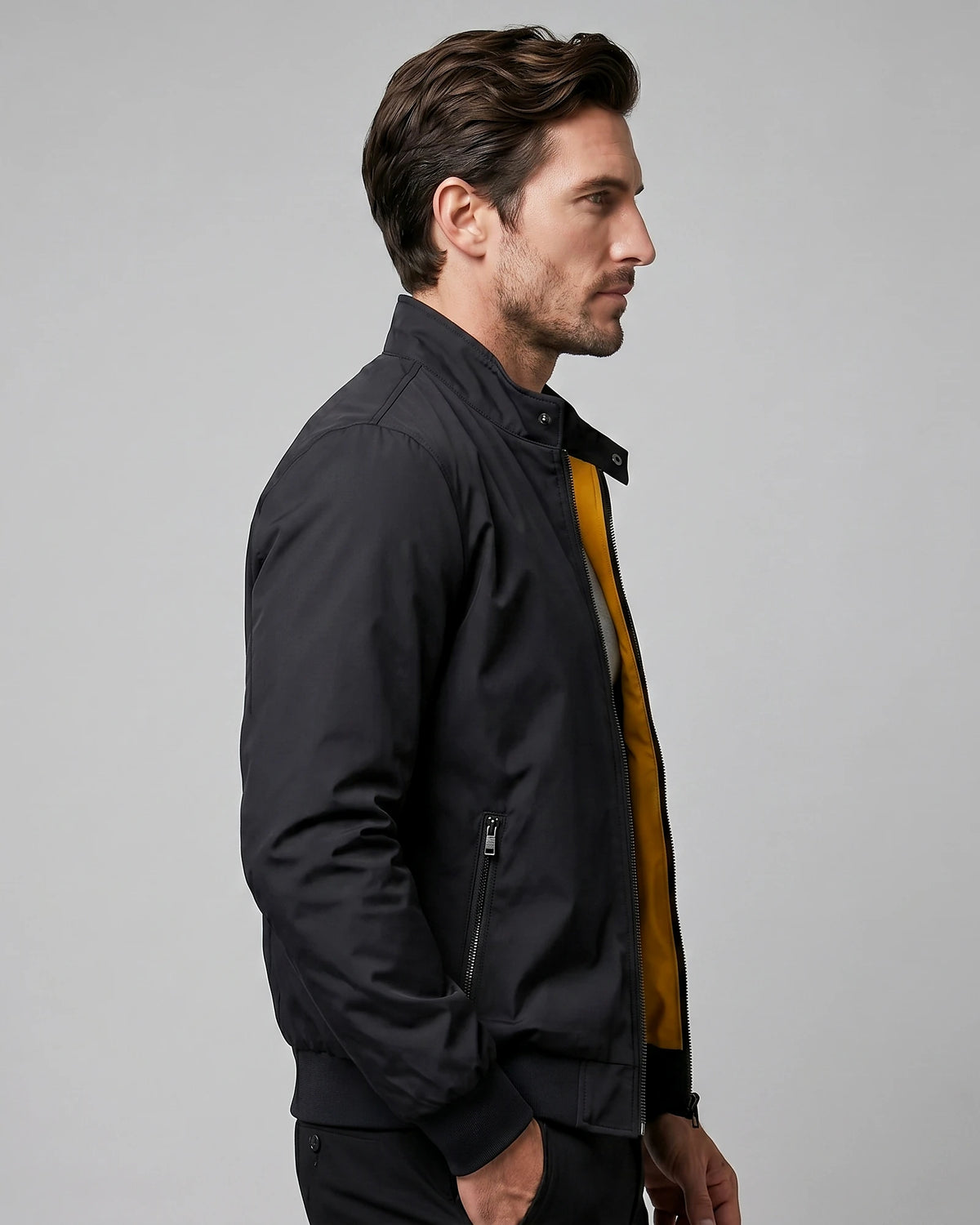 Men's Smart Casual Bomber Jacket Black Slim Fit XS–4XL - Valedrian — view 3