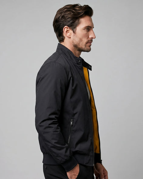 Men's Smart Casual Bomber Jacket Black Slim Fit XS–4XL - Valedrian — view 3