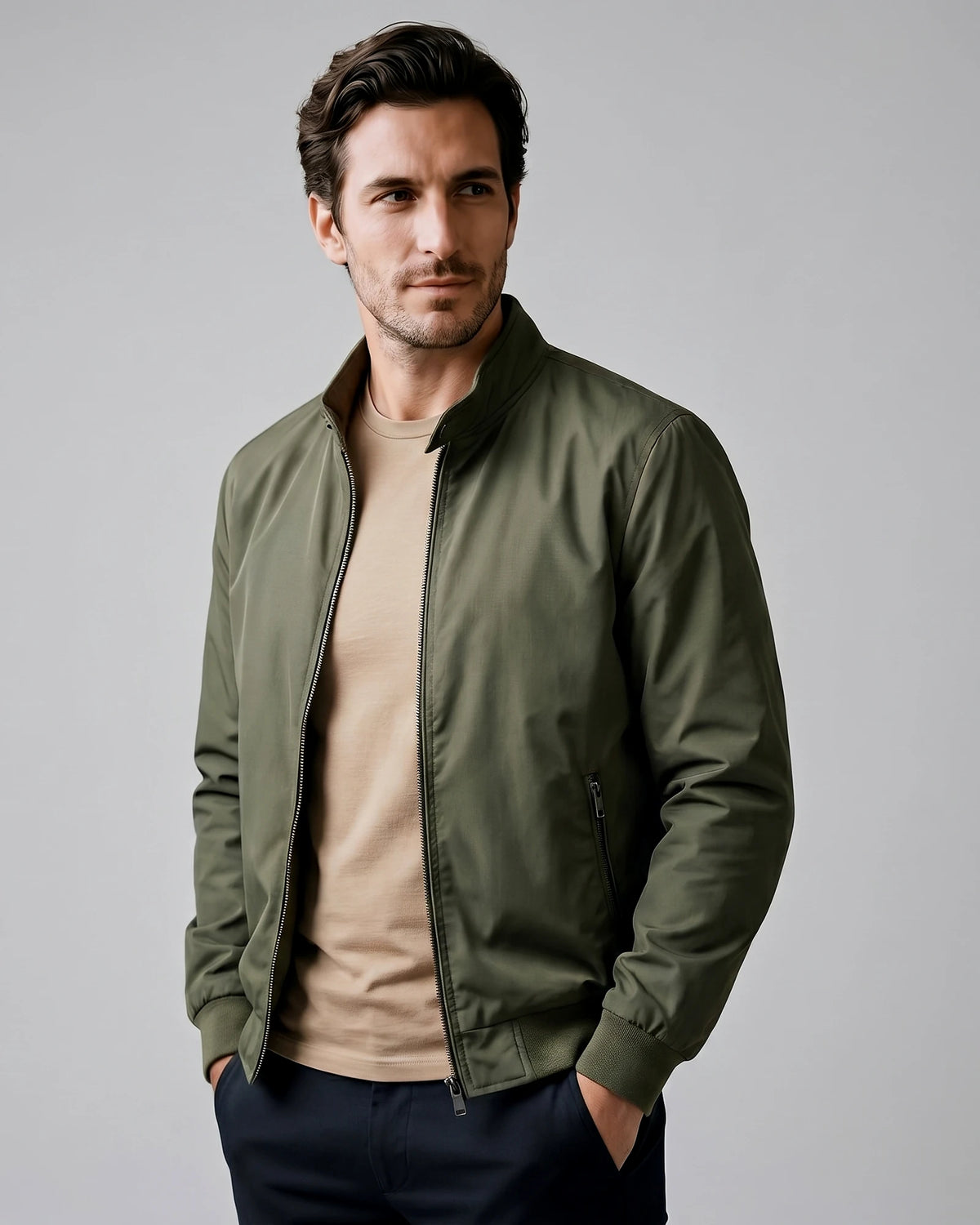 Men's Smart Casual Bomber Jacket Black Slim Fit XS–4XL - Valedrian — view 6
