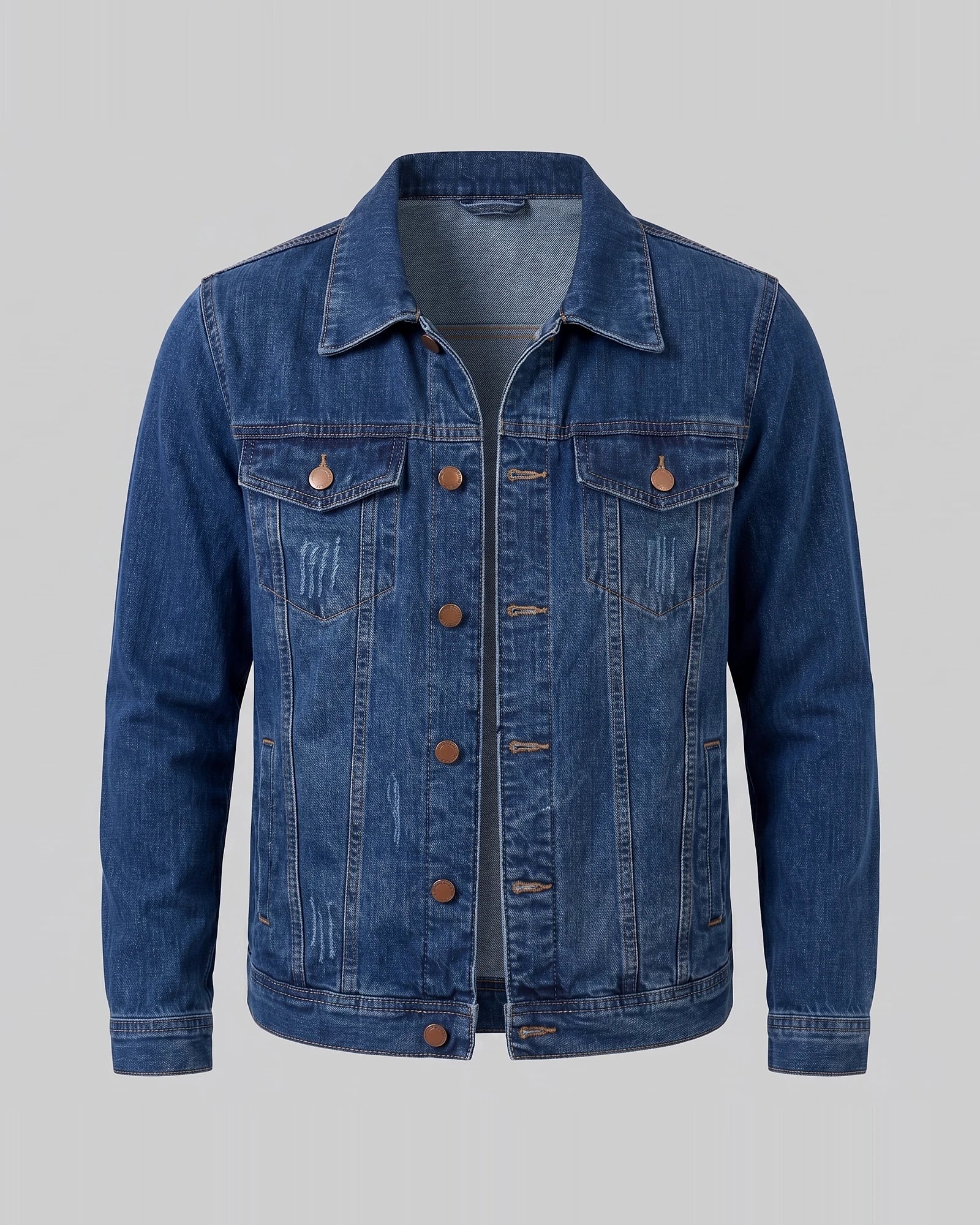 Men's Smart Casual Denim Jacket Blue Vintage Wash XS–4XL - Valedrian — view 2