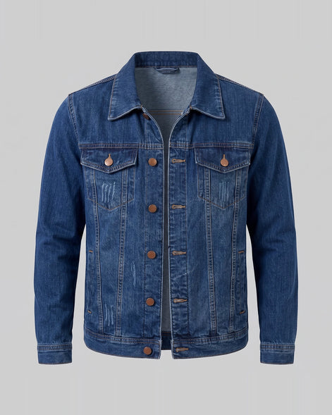 Men's Smart Casual Denim Jacket Blue Vintage Wash XS–4XL - Valedrian — view 2