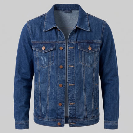 Men's Smart Casual Denim Jacket Blue Vintage Wash XS–4XL - Valedrian — view 2