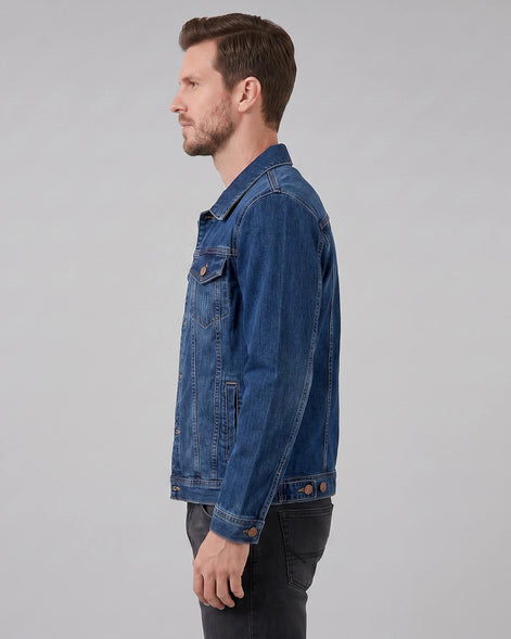 Men's Smart Casual Denim Jacket Blue Vintage Wash XS–4XL - Valedrian — view 3