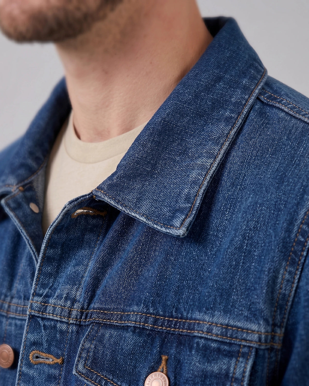 Men's Smart Casual Denim Jacket Blue Vintage Wash XS–4XL - Valedrian — view 5