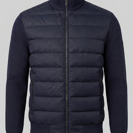 Men's Smart Casual Down Jacket with Knit Sleeves, Navy or Brown – Valedrian — view 2