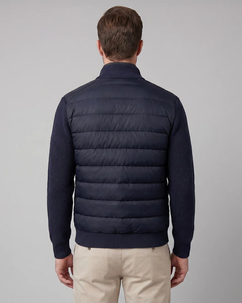 Men's Smart Casual Down Jacket with Knit Sleeves, Navy or Brown – Valedrian — view 4