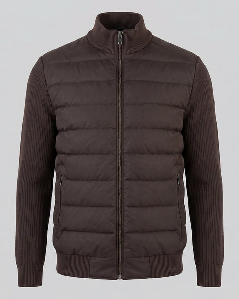 Men's Smart Casual Down Jacket with Knit Sleeves, Navy or Brown – Valedrian — view 6