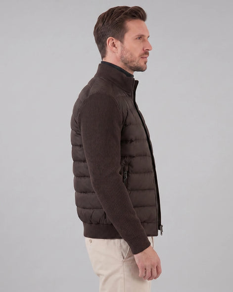 Men's Smart Casual Down Jacket with Knit Sleeves, Navy or Brown – Valedrian — view 8