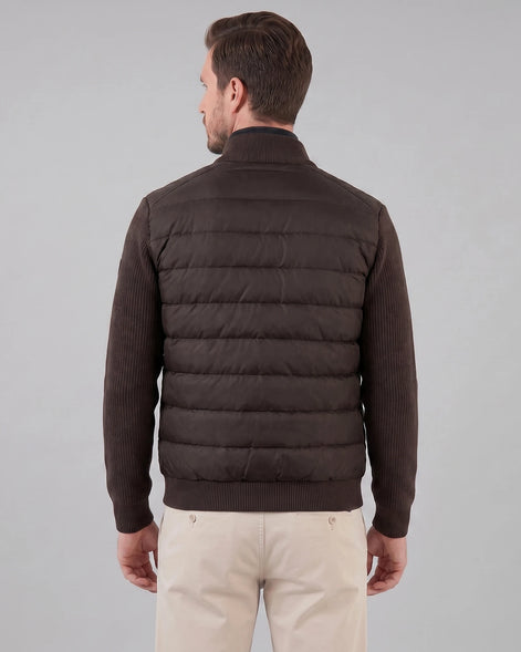 Men's Smart Casual Down Jacket with Knit Sleeves, Navy or Brown – Valedrian — view 9