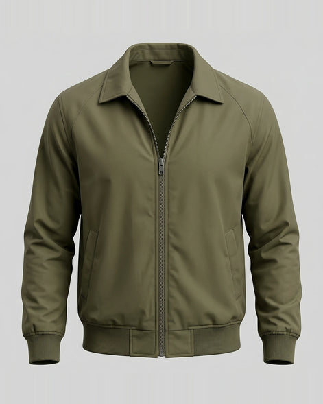 Men's Smart Casual Harrington Jacket Polyester Full-Zip Black Beige - Valedrian — view 11
