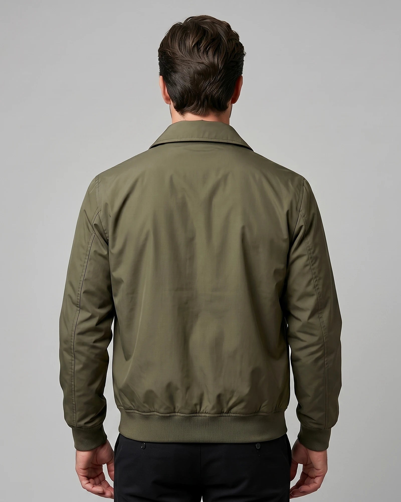 Men's Smart Casual Harrington Jacket Polyester Full-Zip Black Beige - Valedrian — view 14