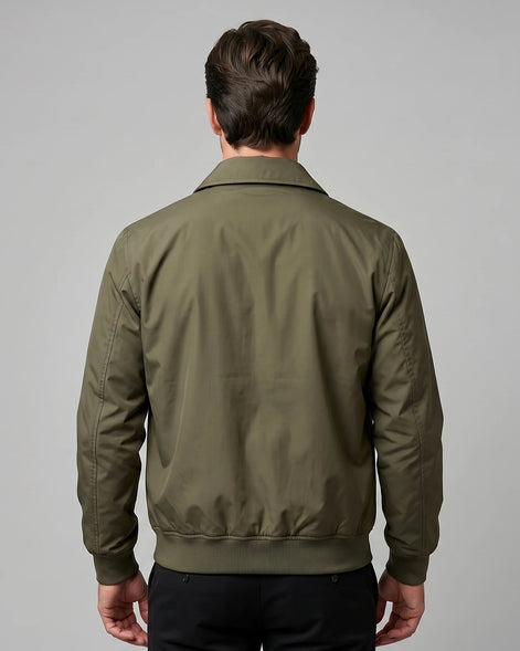 Men's Smart Casual Harrington Jacket Polyester Full-Zip Black Beige - Valedrian — view 14