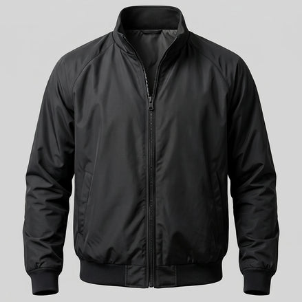 Men's Smart Casual Harrington Jacket Polyester Full-Zip Black Beige - Valedrian — view 2