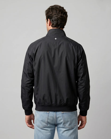 Men's Smart Casual Harrington Jacket Polyester Full-Zip Black Beige - Valedrian — view 4